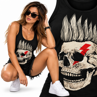 TANK TOP DAMSKI HORROR  PUNK SKULL ROCK